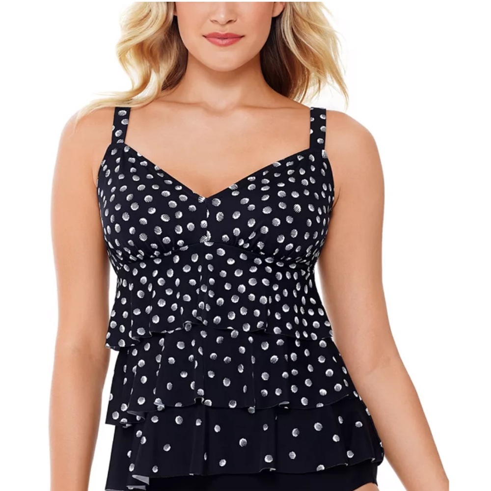 Swim Solutions Printed Triple Tiered Tankini Top